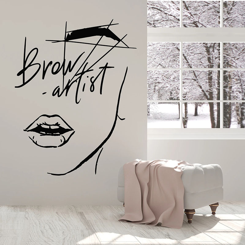 Beauty Makeup Artist - Soyut kız yüz duvar çıkartması kirpik
