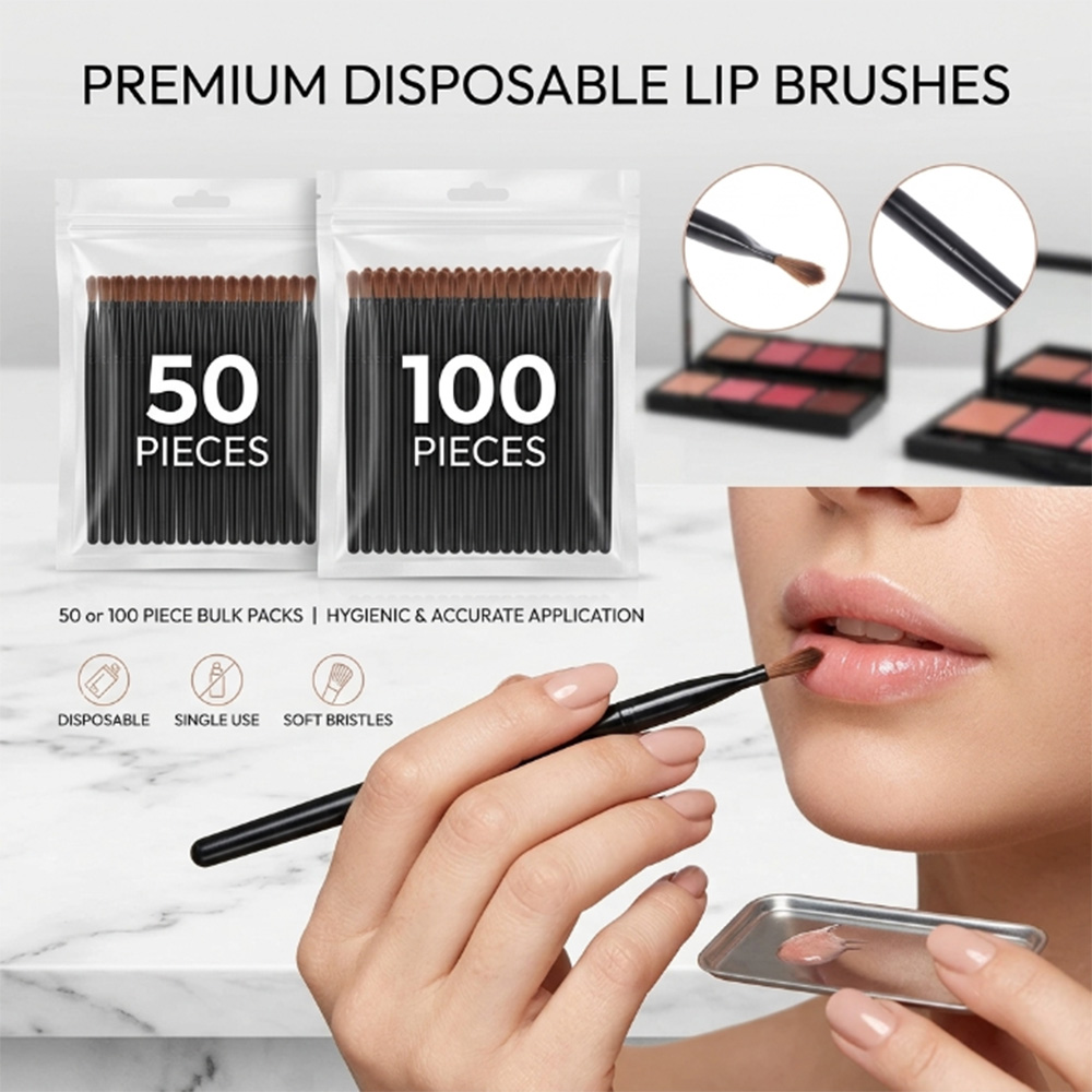 Beauty Makeup Vanity - 50/100 adet Tek Kullanımlık Dudak Fırçası