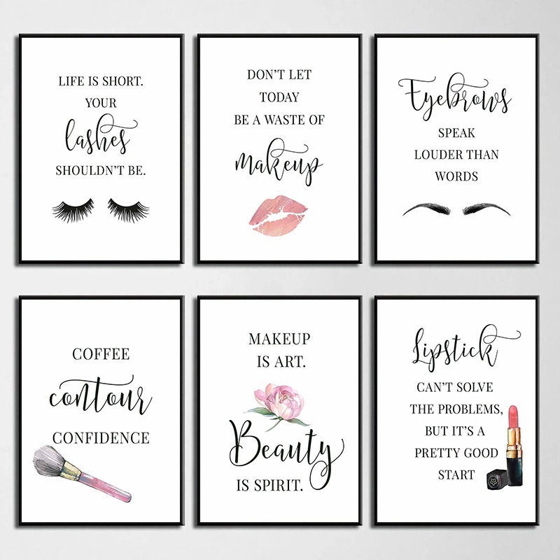 Makeup Is Beauty Quotes - Makyaj Sözleri Posteri Kirpik Kaşlar Ruj