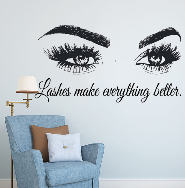 Kirpik Vinil Duvar Çıkartması  - Makeup Is Beauty Quotes incelemesi ve fiyatı